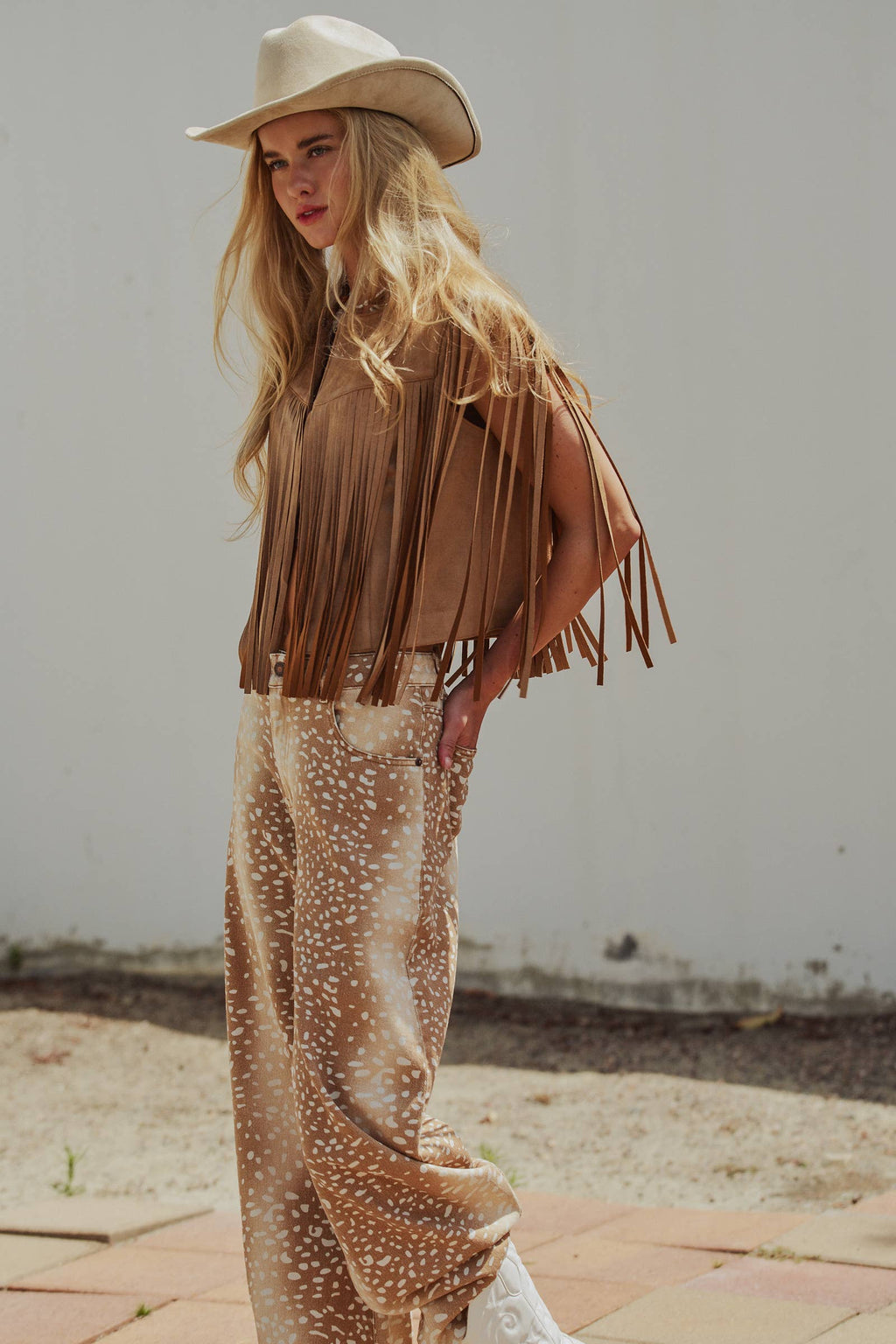 Faux-Suede Fringe Jacket Vest