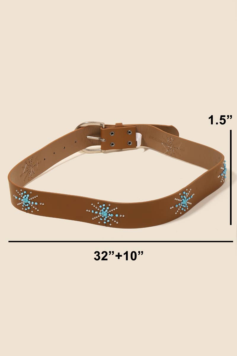 Turquoise Starburst Western Belt