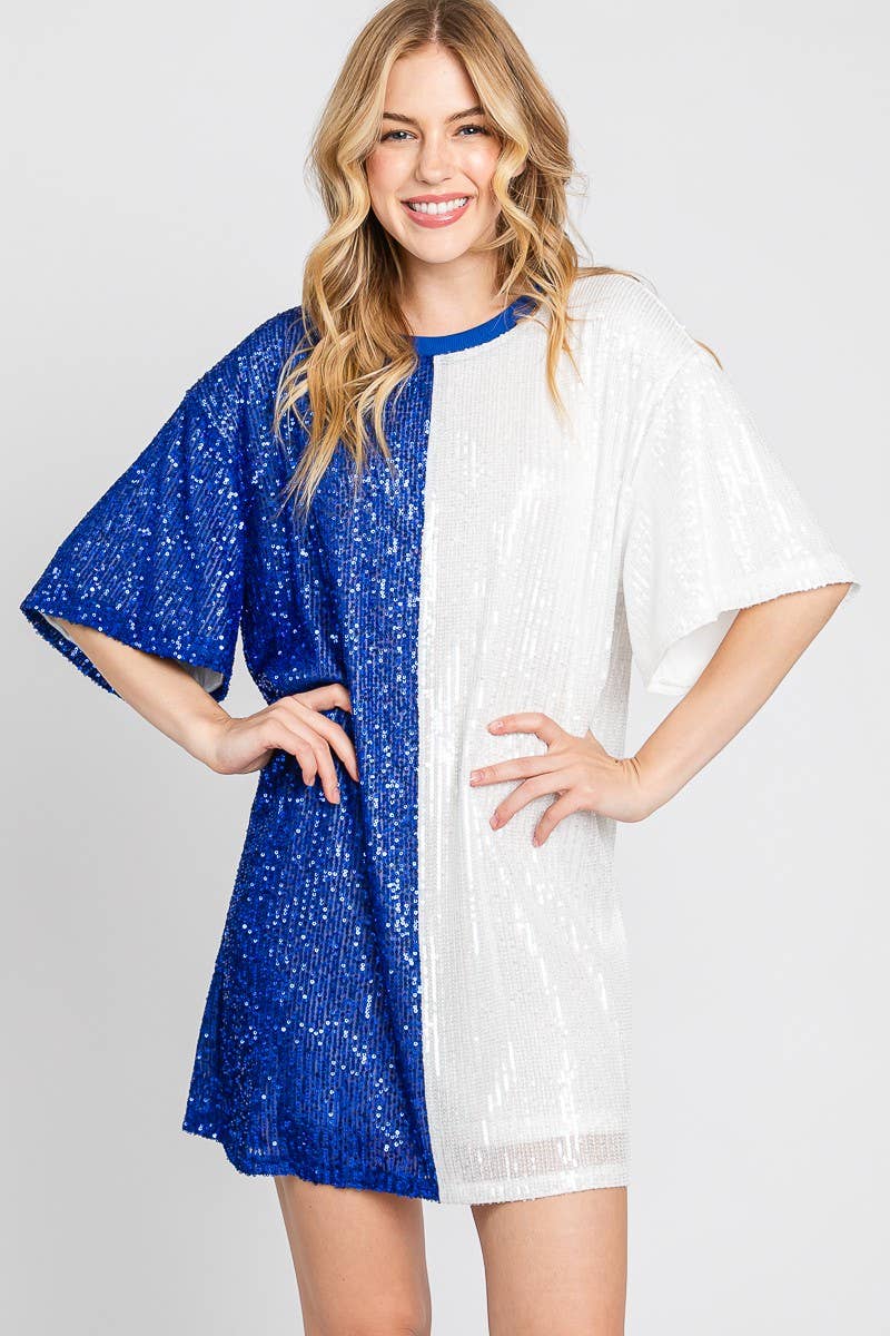 Game Day Color-Block Sequin Dress