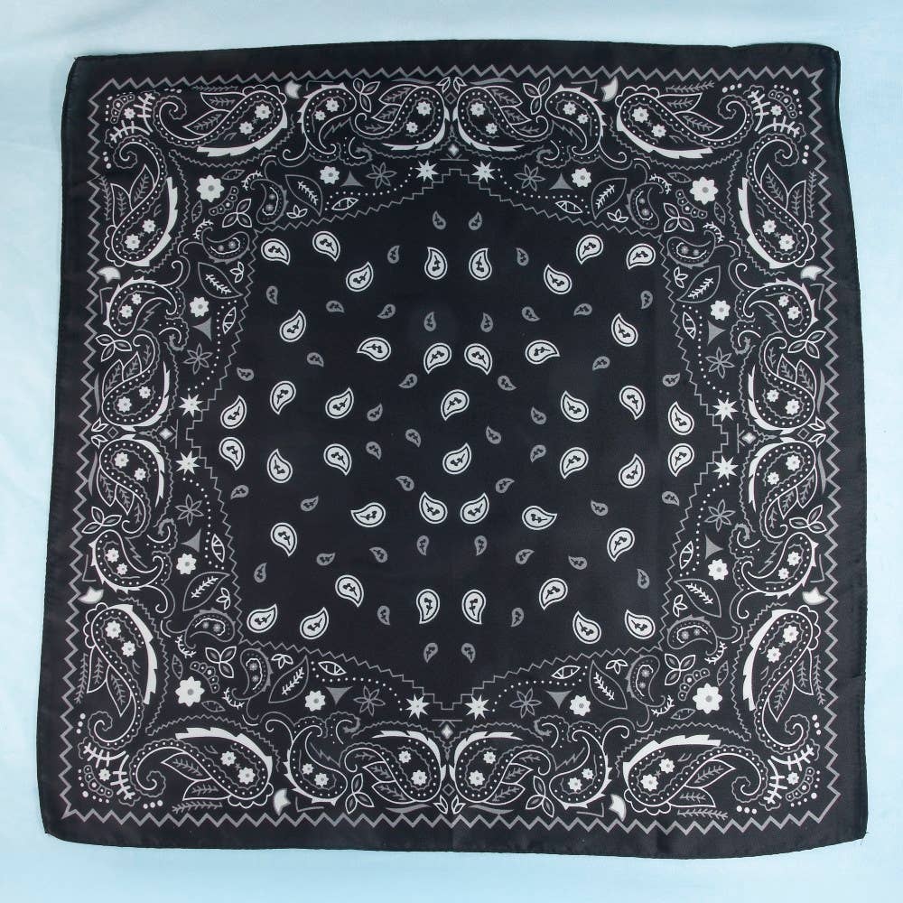 Black Paisley Satin Bandana Scarf