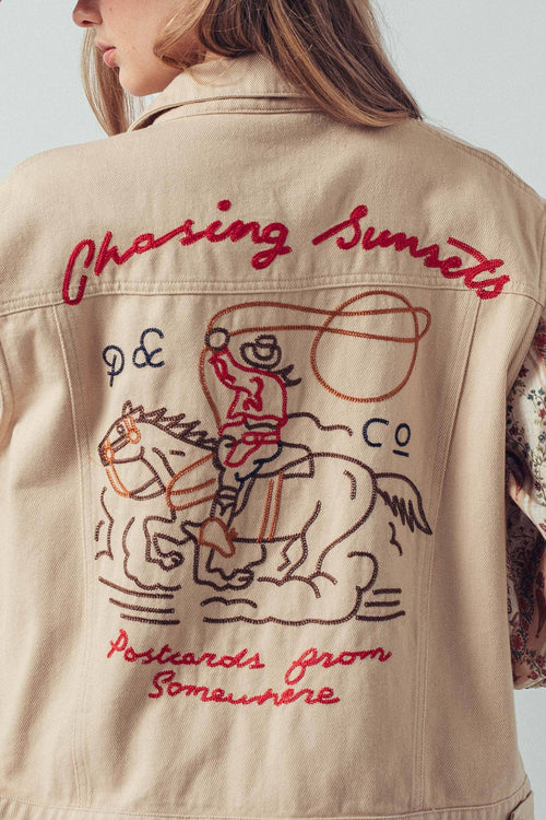 Chasing Sunsets Embroidered Denim Vest