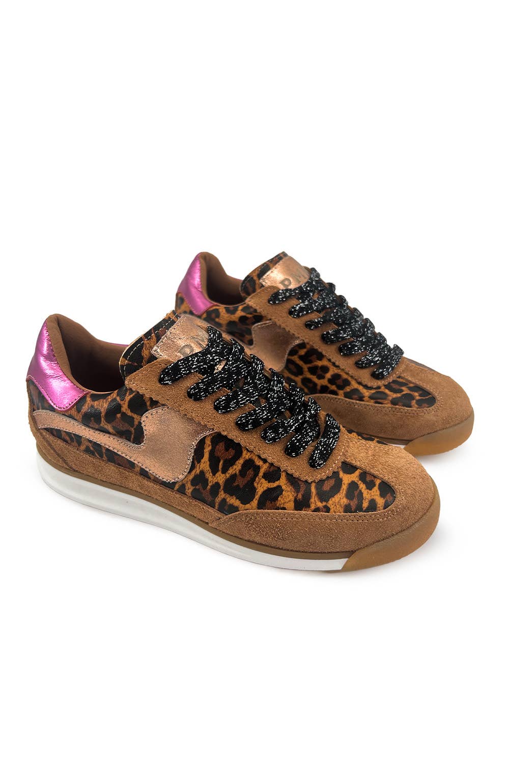 Poema Black Print Cow Leather Sneakers