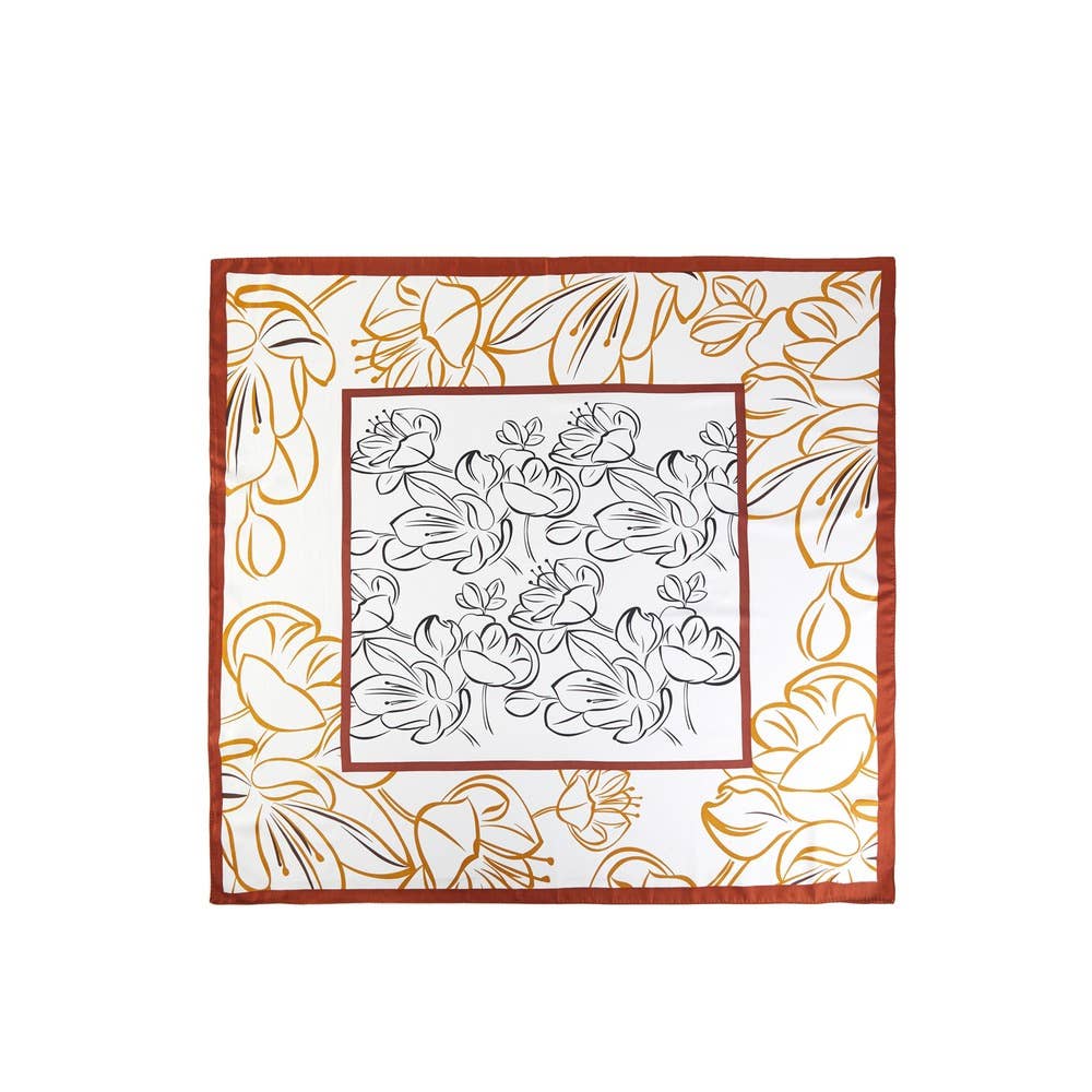 Lily Print Square Scarf