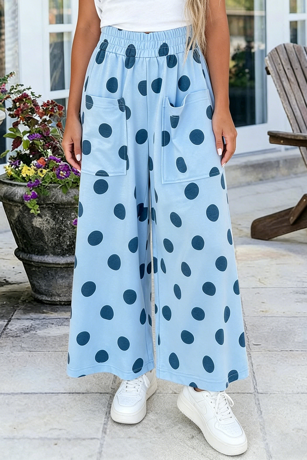 Polka Dot Wide-Leg Pants