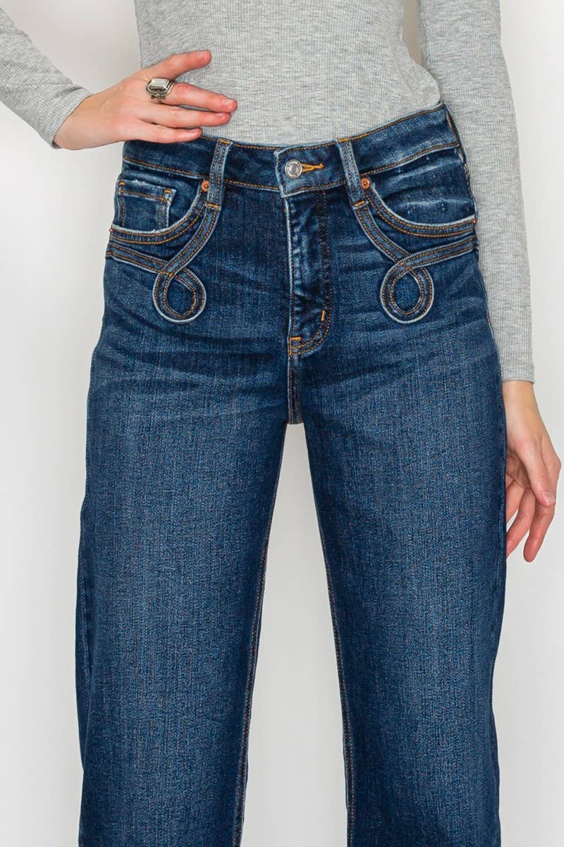 High-Rise Western Detail Jeans