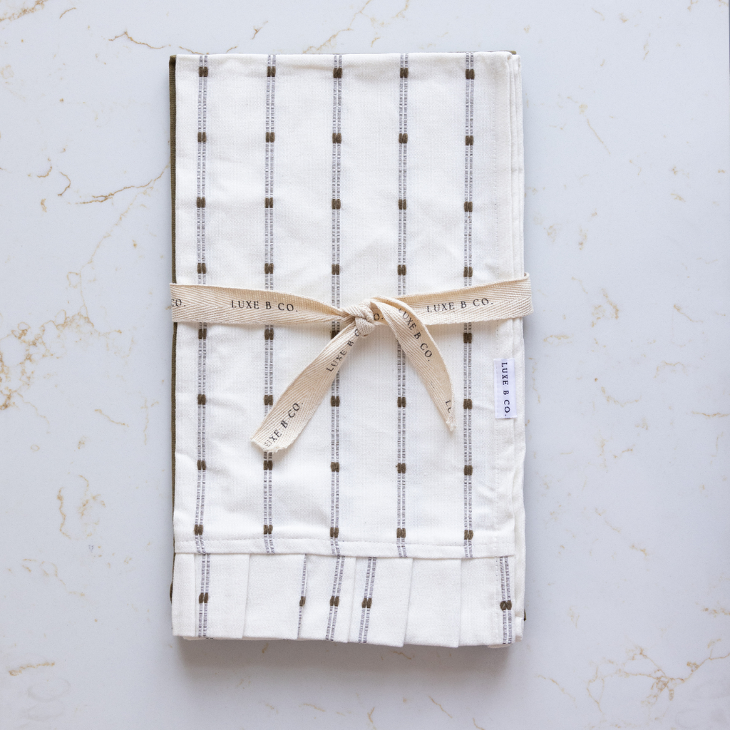 Olive Stripe Ruffle Kitchen Towel