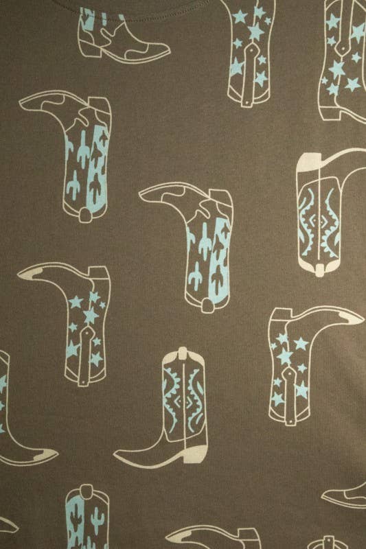 Western Print Crew-Neck Tee