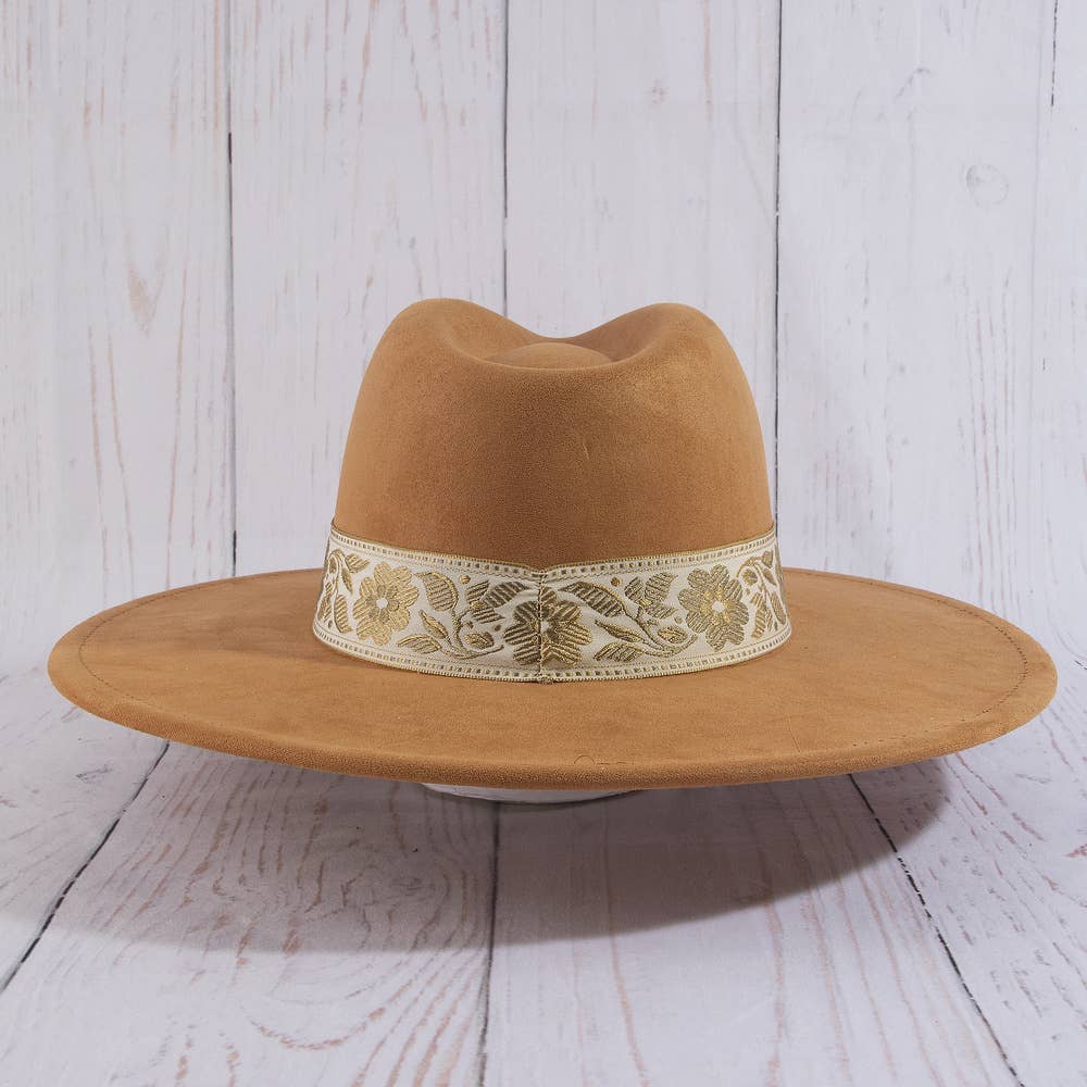 Floral Ribbon Wide Brim Hat