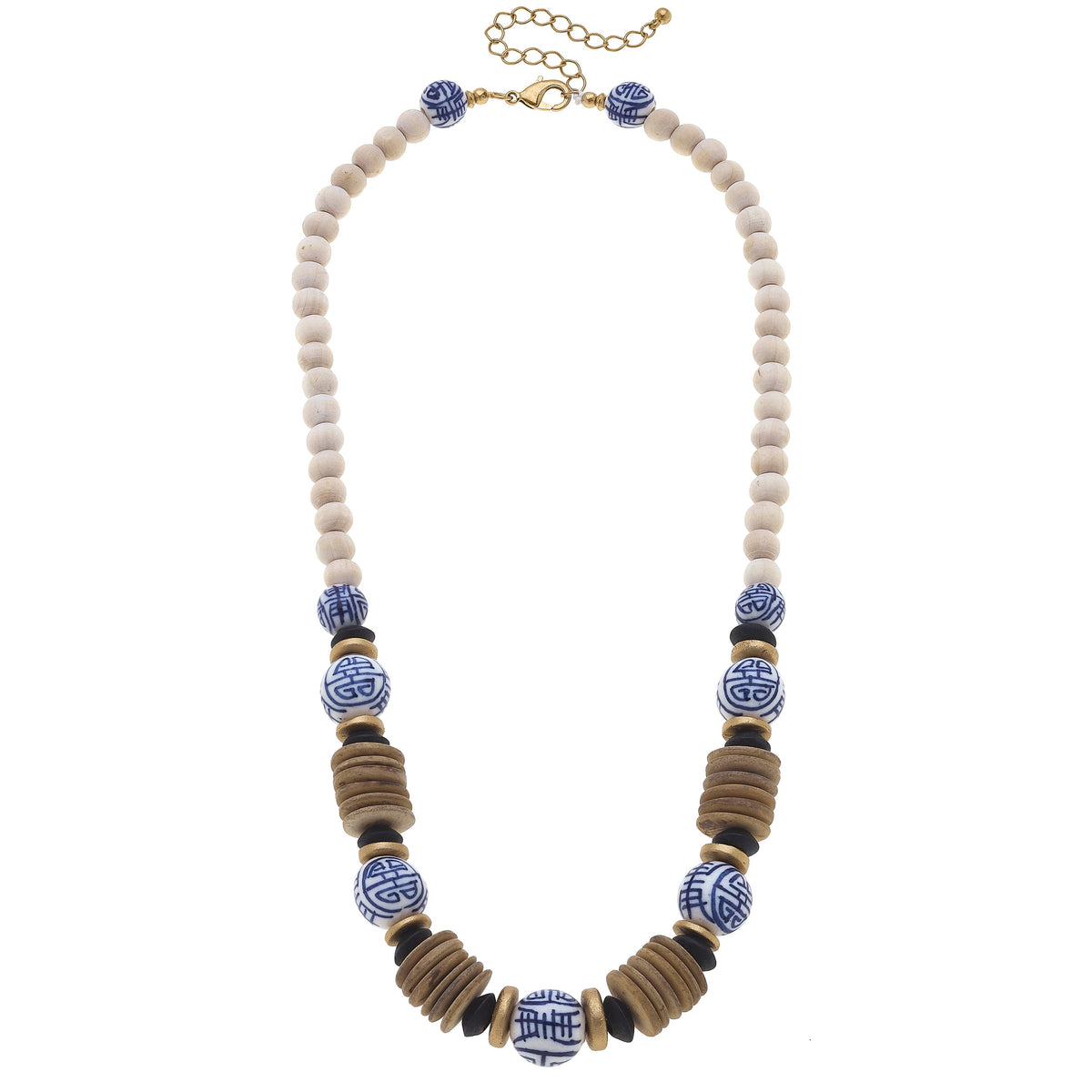 Winslow Brown Chinoiserie + Wood Necklace