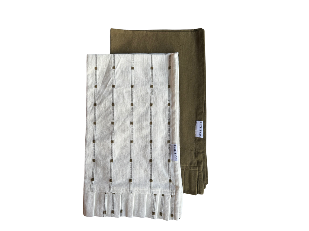 Olive Stripe Ruffle Kitchen Towel