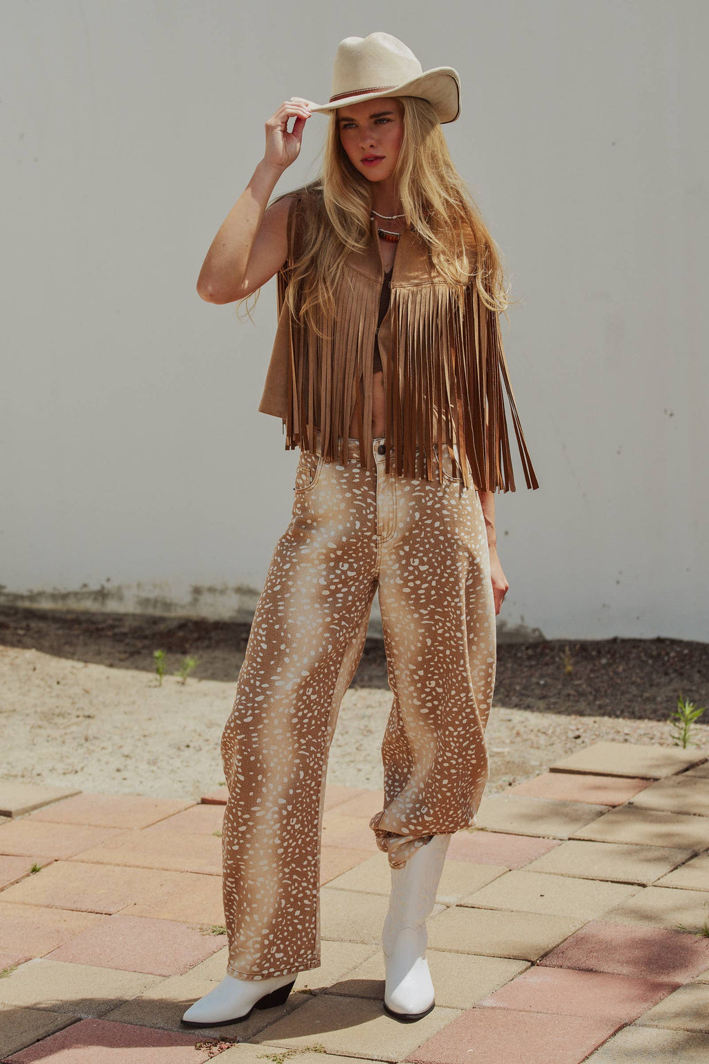 Faux-Suede Fringe Jacket Vest