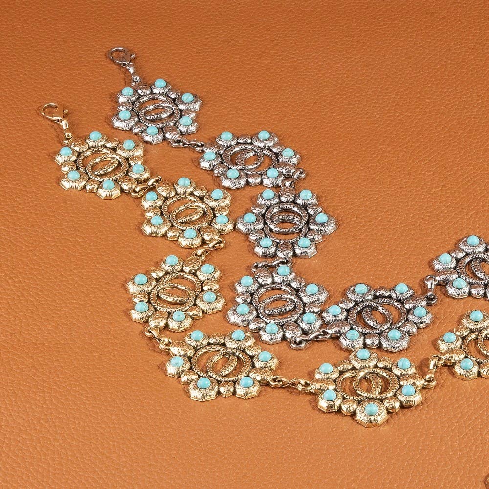 Turquoise Floral Concho Belt