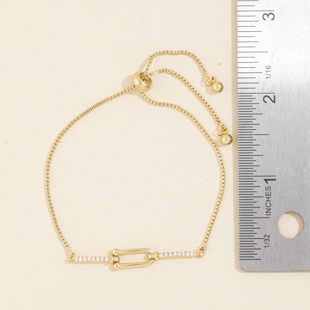 Pave Bar U-Link Bolo Bracelet