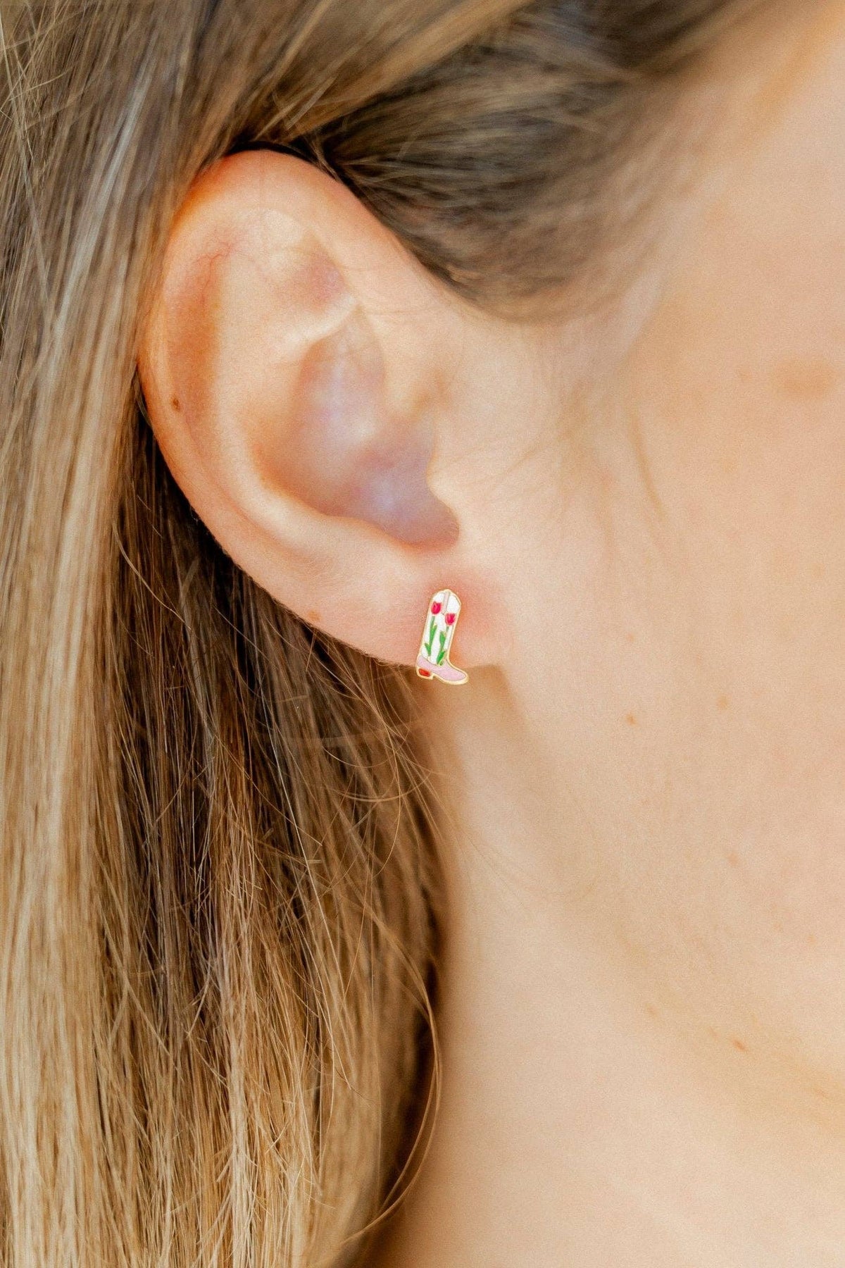 Tulip Cowgirl Boot Screw-Back Earrings