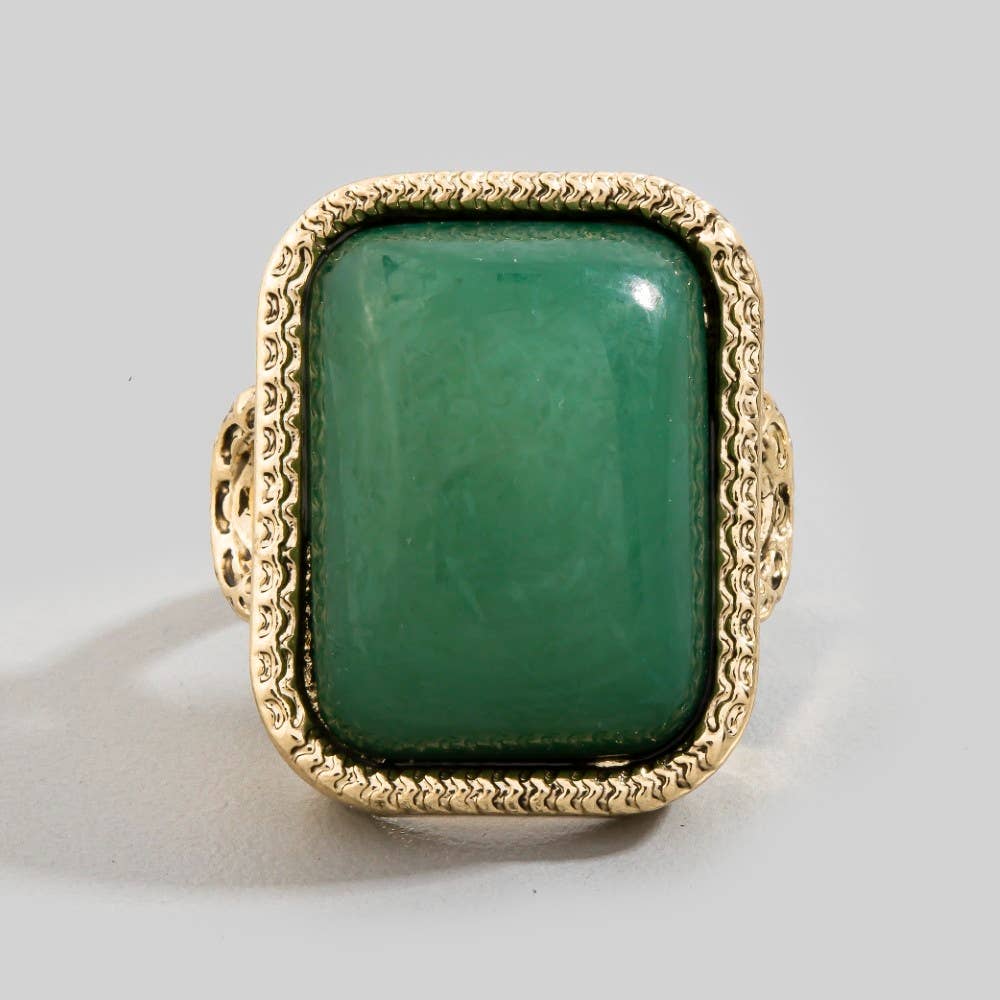 Rectangle Resin Vintage Style Open Band Ring
