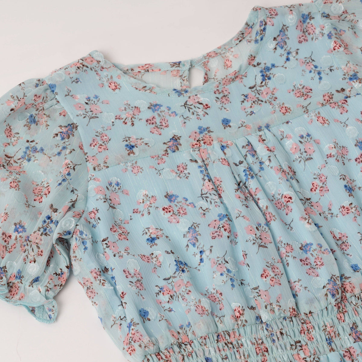 Girls Shimmer Floral Blouson Dress