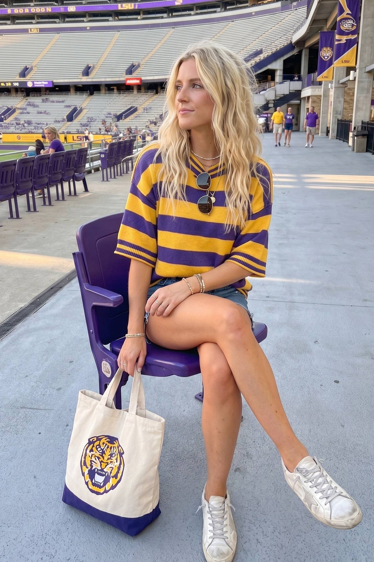 Game Day Stripe Oversized Knit Top