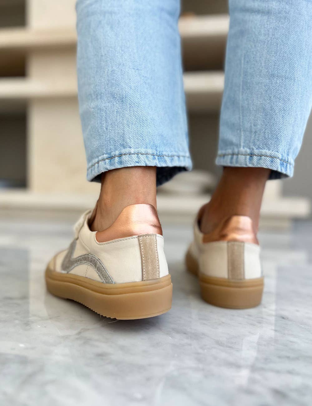 Novalis Beige Cow Leather Sneakers