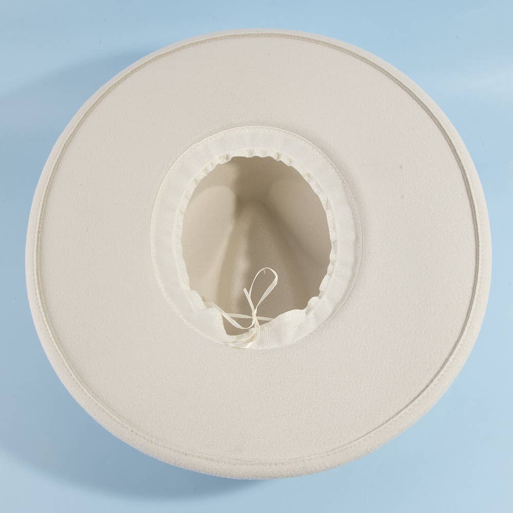 Embroidered Ribbon Wide Brim Fedora