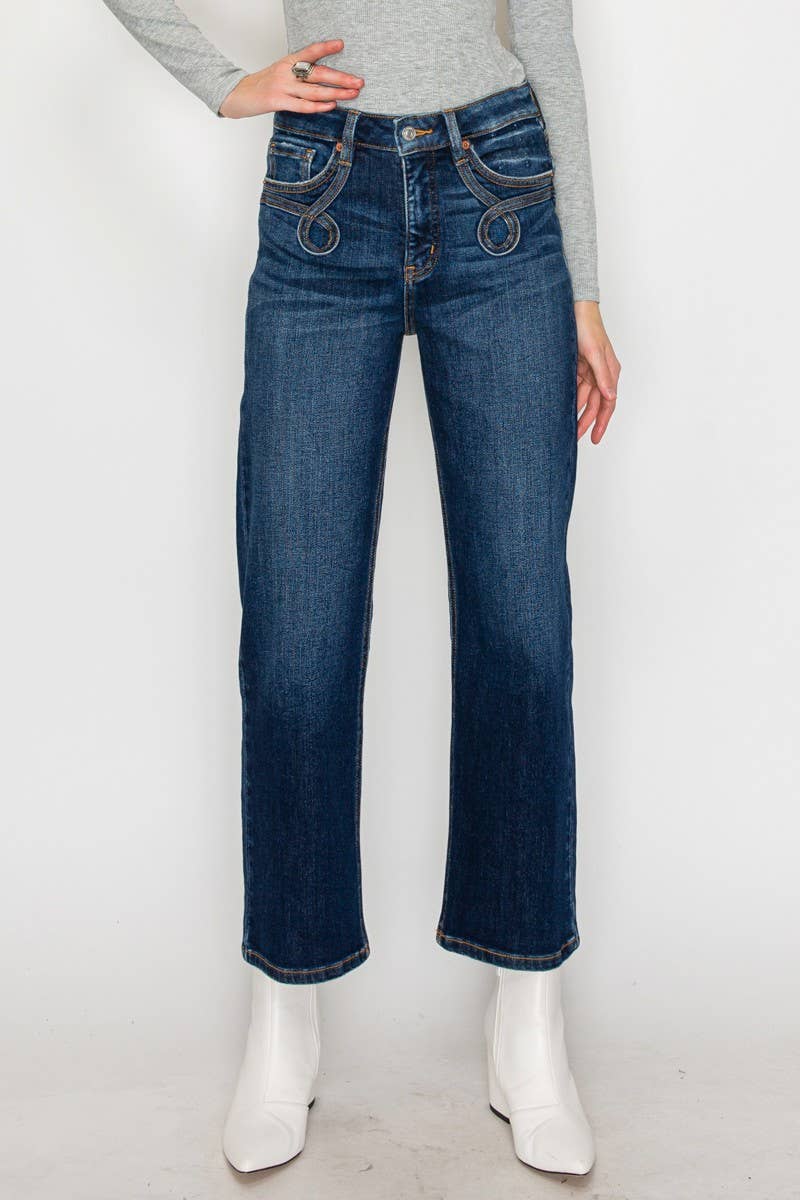 High-Rise Western Detail Jeans