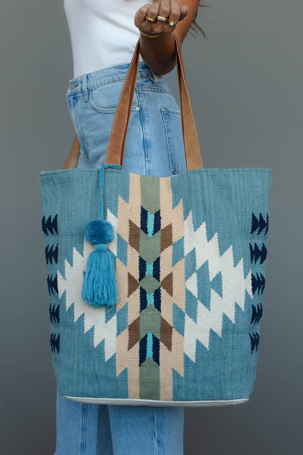 Light Blue Western Tote