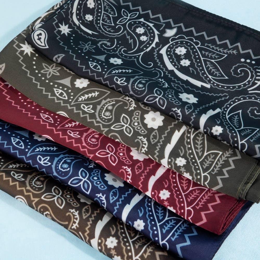 Navy Paisley Satin Bandana Scarf