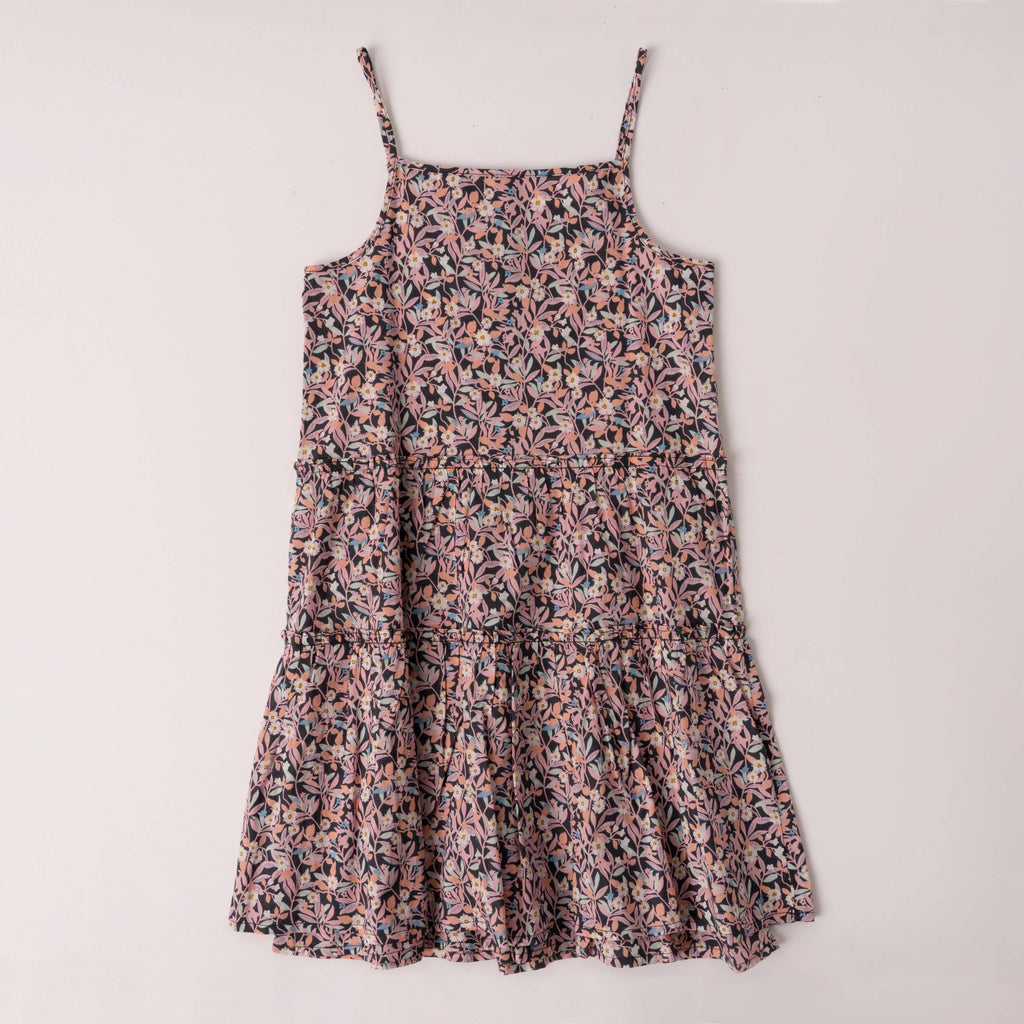 Girls Leafy Floral Ruffle Dress