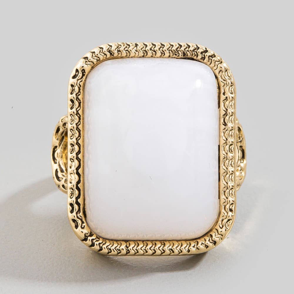 Rectangle Resin Vintage Style Open Band Ring