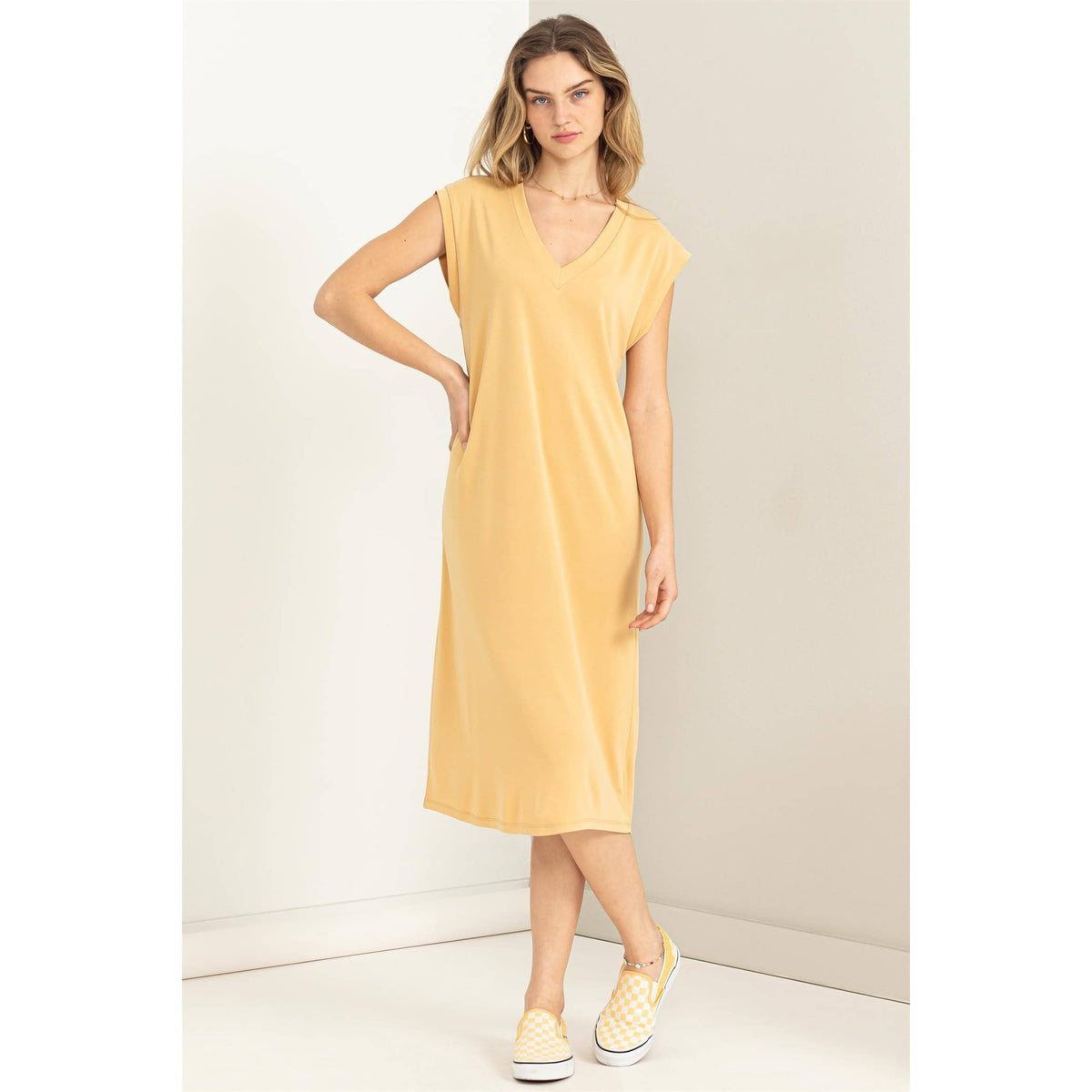 V-Neck Dolman Maxi Dress