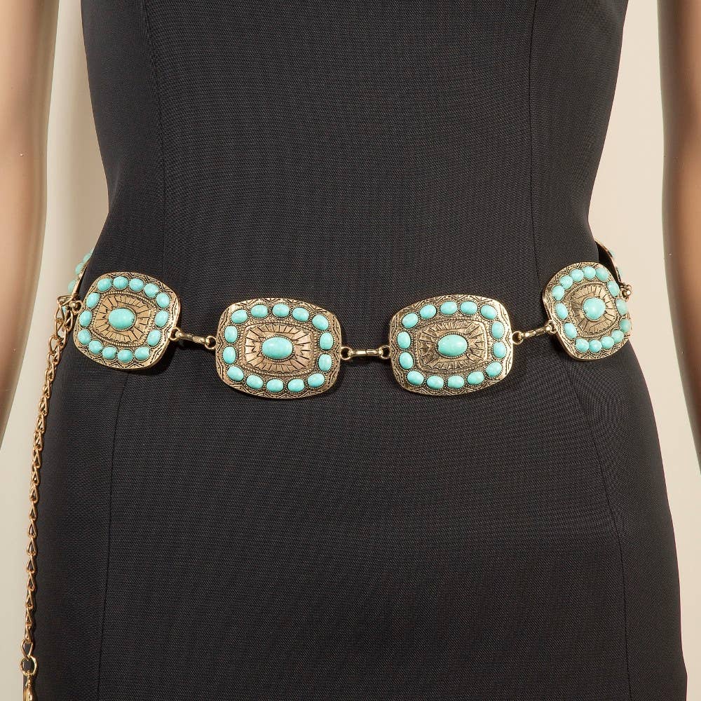 Turquoise Concho Chain Belt