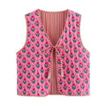 Reversible Fuchsia Floral Quilted Vest
