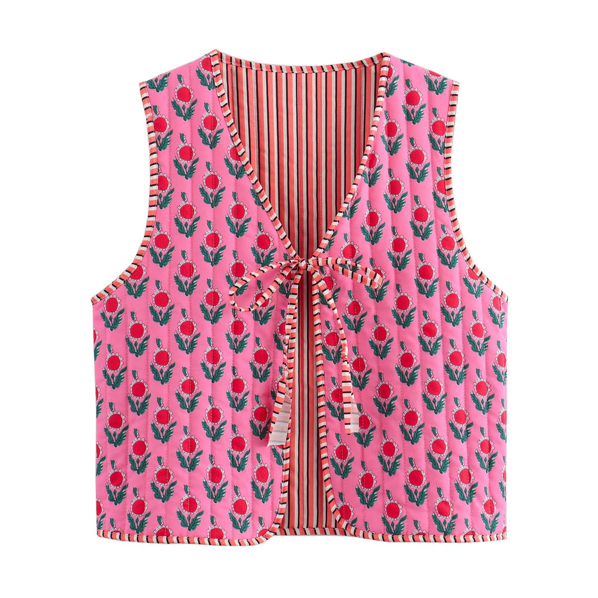 Reversible Fuchsia Floral Quilted Vest