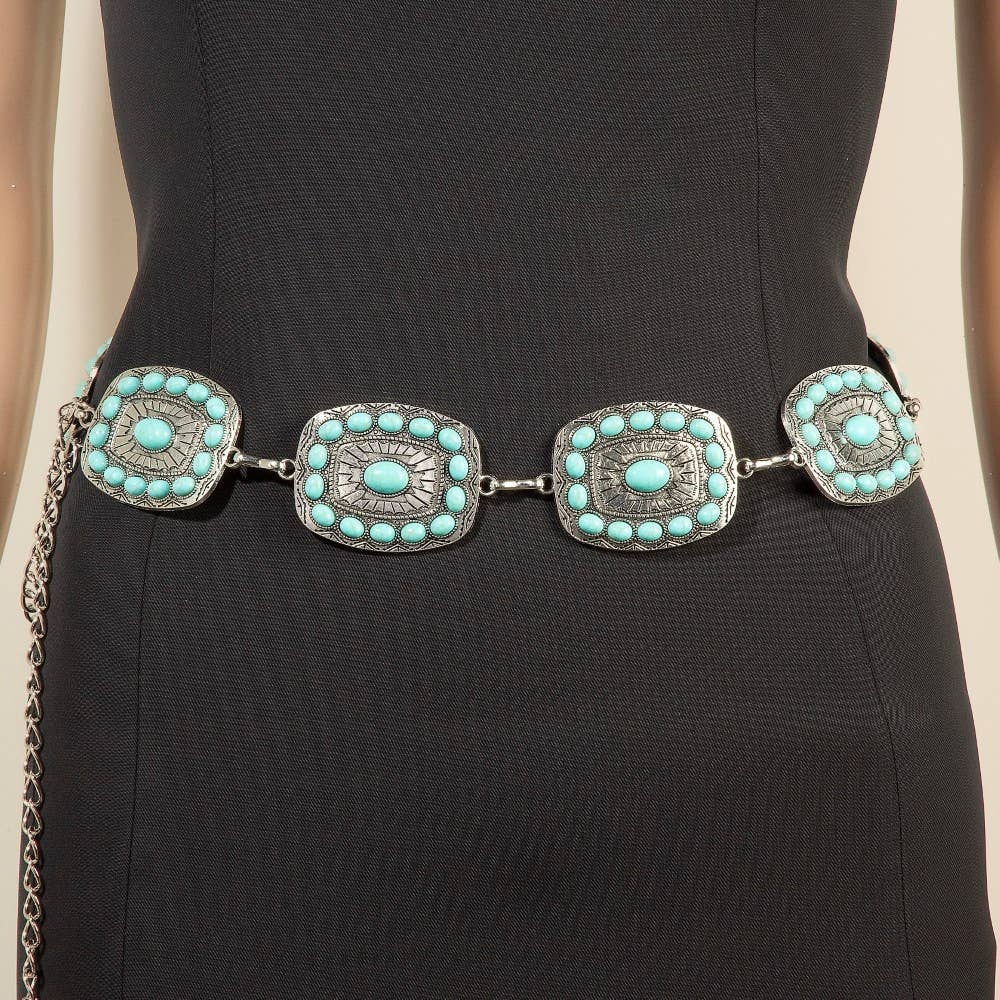 Turquoise Concho Chain Belt