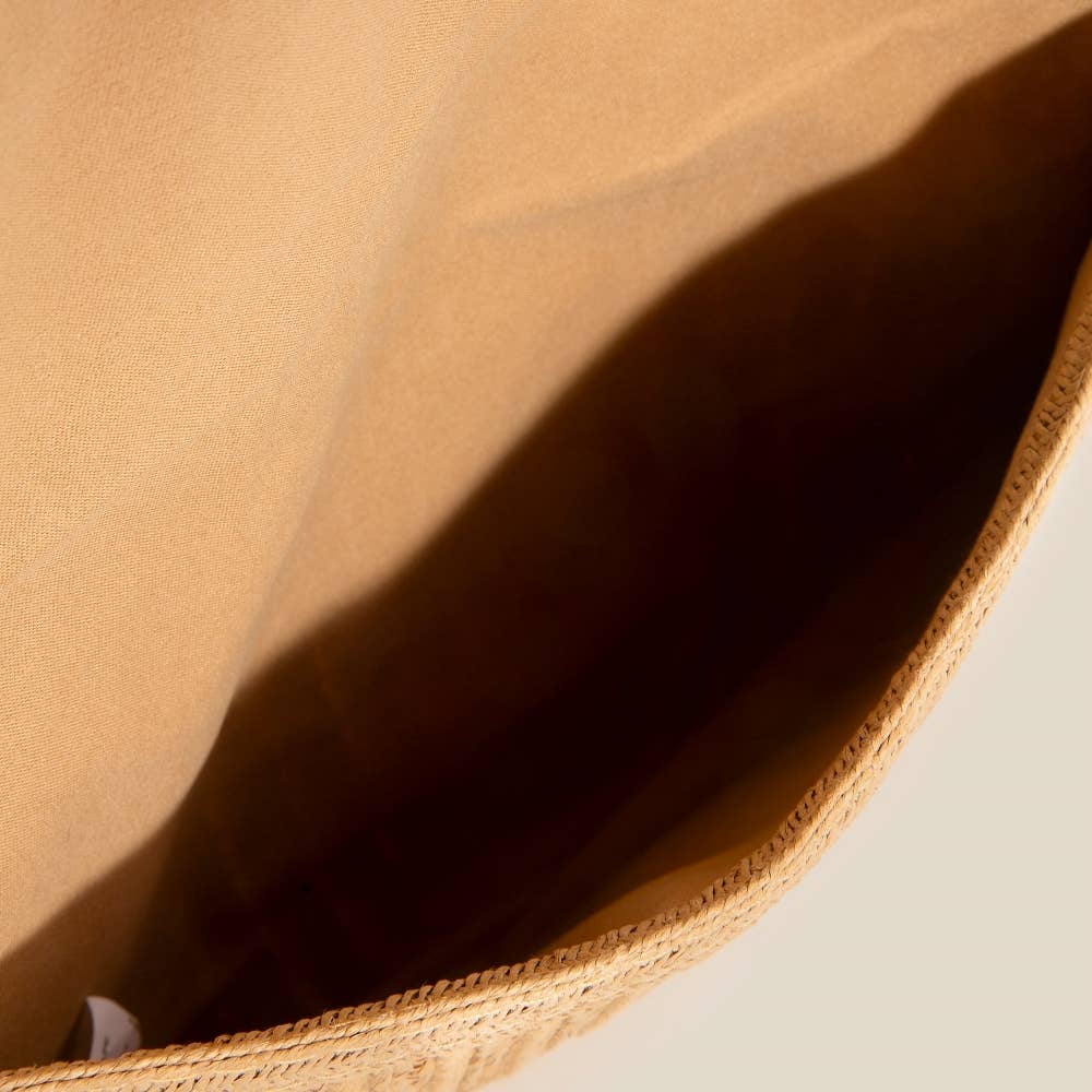 Round Flap Woven Clutch