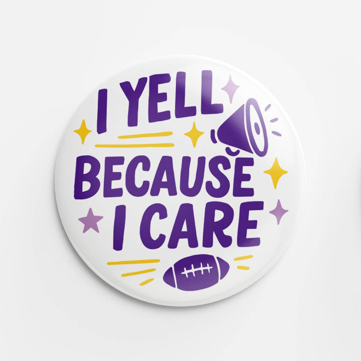 Yell Game Day Button - Yellow + Purple