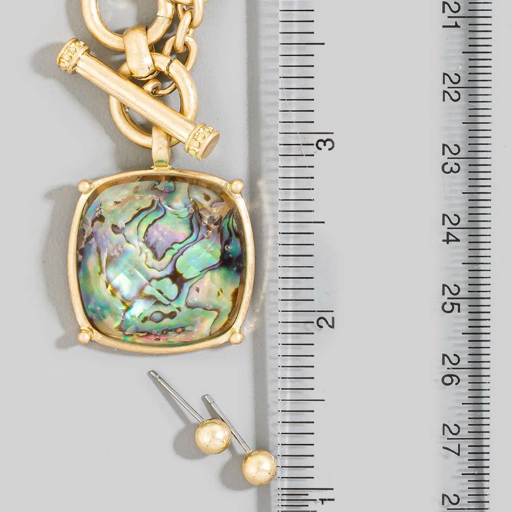 Faceted Stone Toggle Necklace