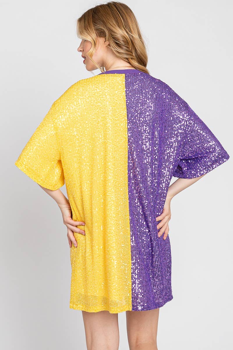 Game Day Color-Block Sequin Dress