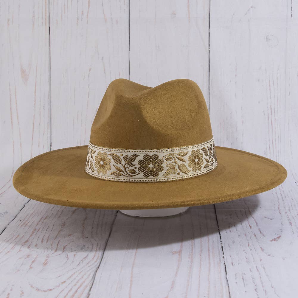 Floral Ribbon Wide Brim Hat