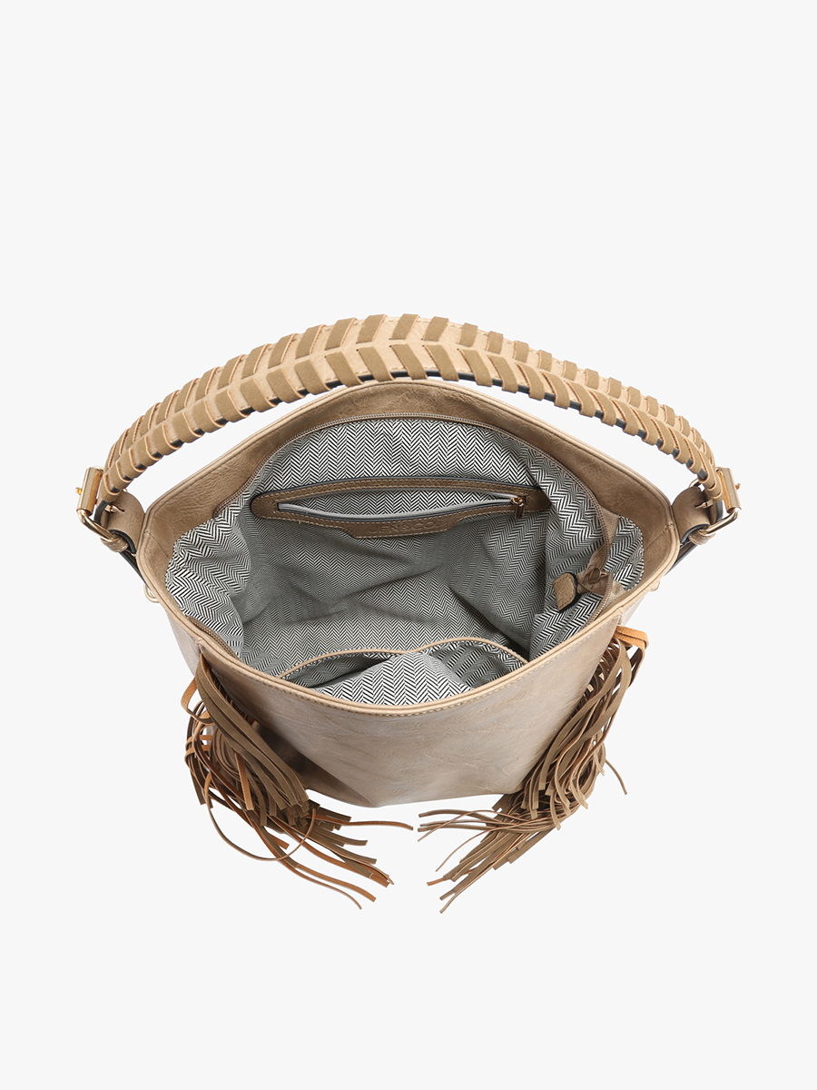 Sav Distressed Fringe Hobo Bag