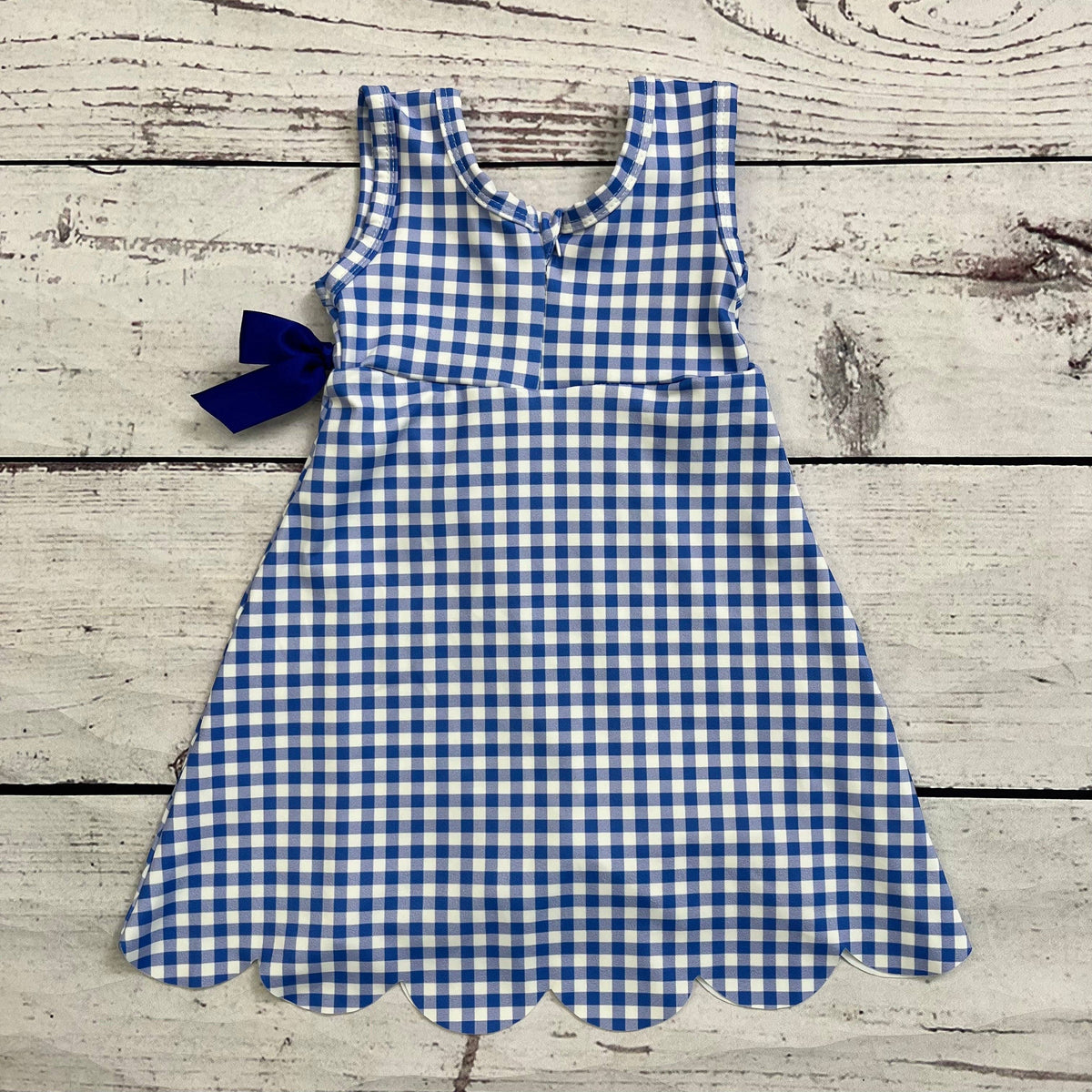Girls Gingham Scallop Athletic Dress