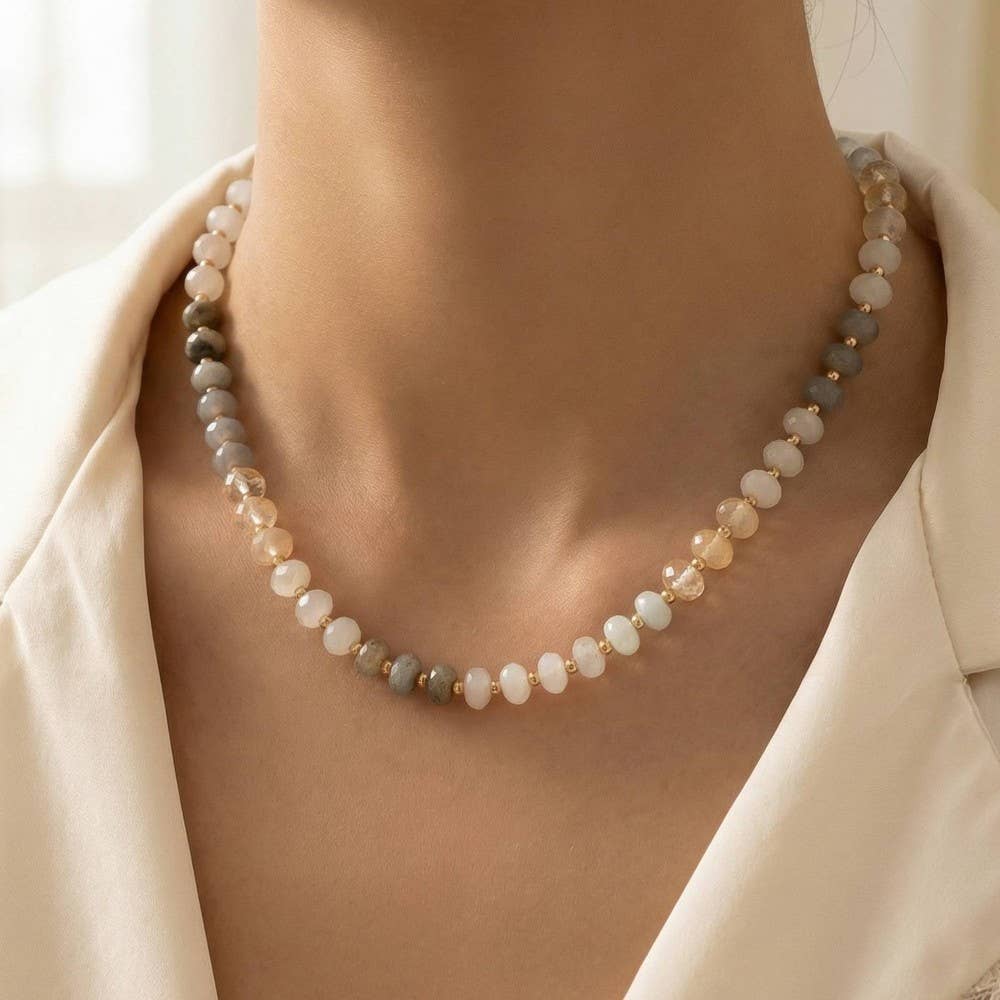 Round Stone Bead Necklace