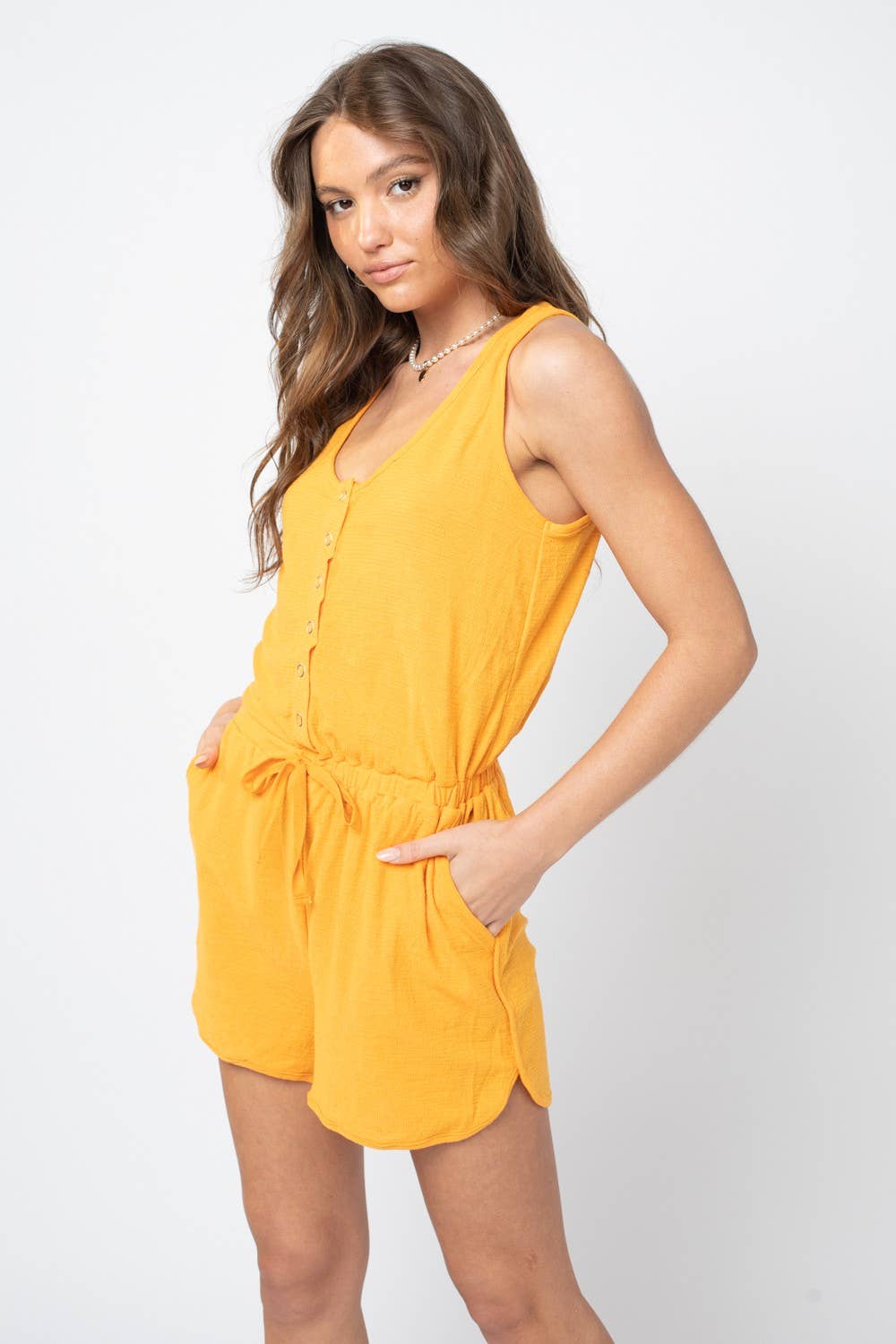 Tangerine Snap-Front Romper