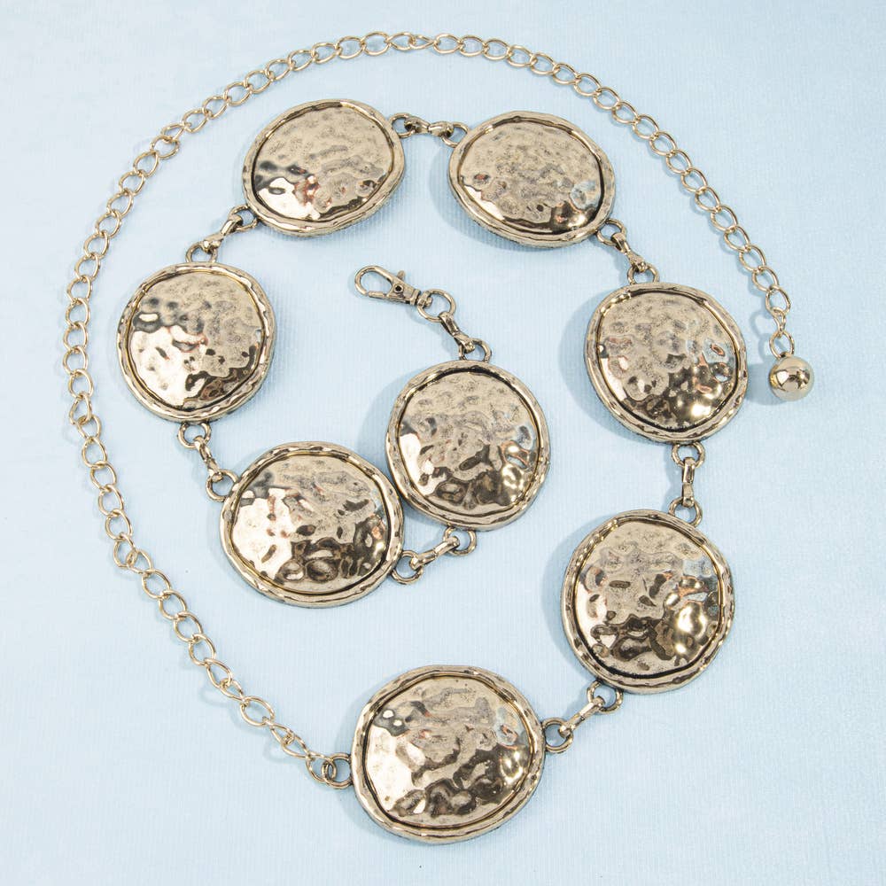 Hammered Disc Concho Chain Belt