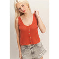 Scallop Button-Front Knit Tank