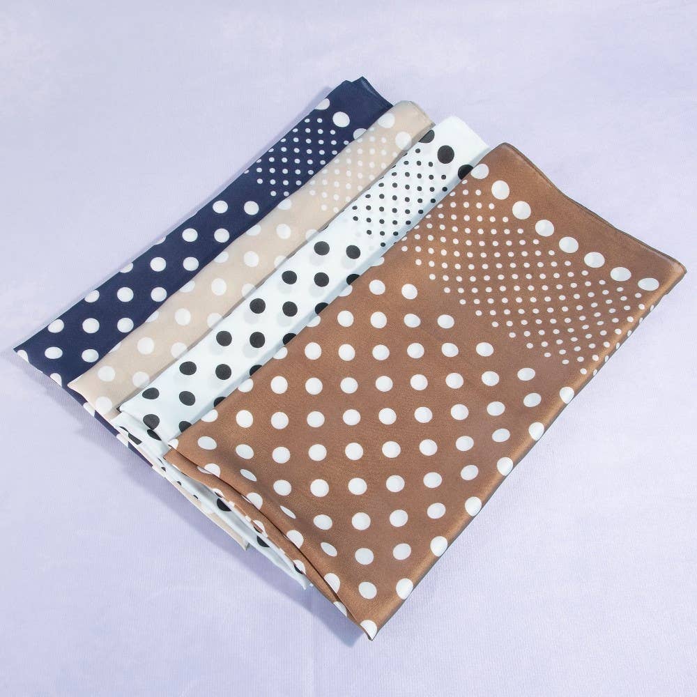 Navy Ombre Polka Dot Satin Scarf