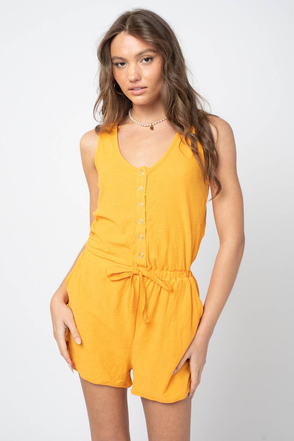 Tangerine Snap-Front Romper