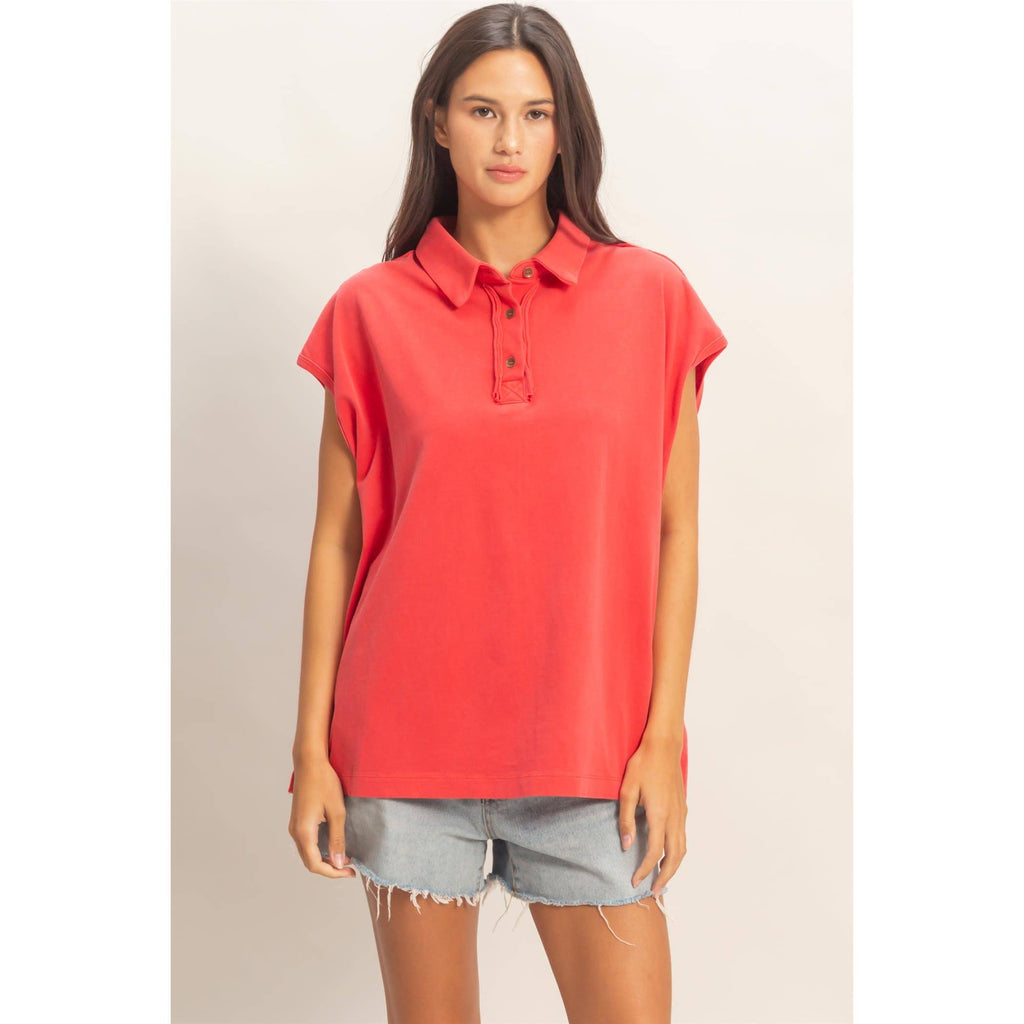 Pigment-Dyed Sleeveless Polo
