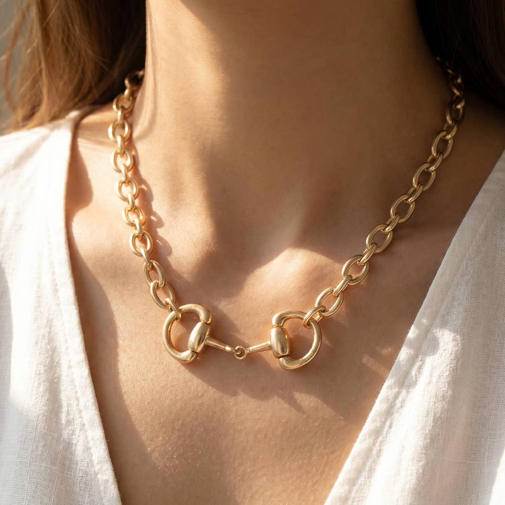 Horsebit Rolo Chain Necklace