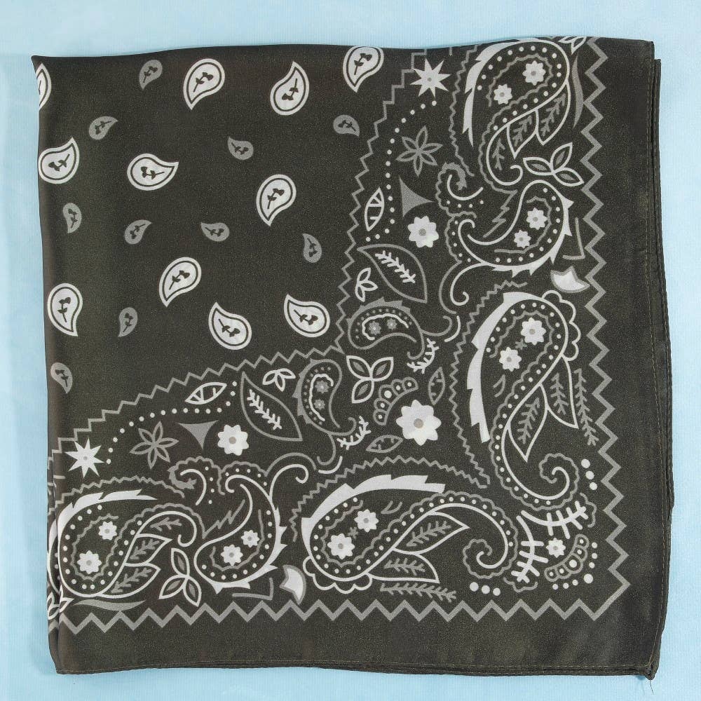 Black Paisley Satin Bandana Scarf