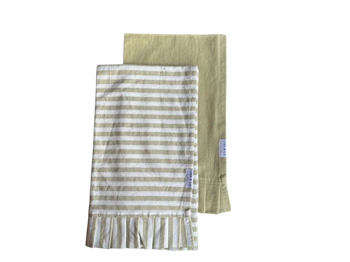 Sage Stripe Ruffle Kitchen Towel